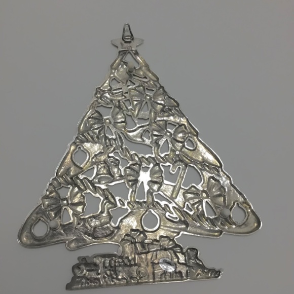 Silver Plated Metal Hanging Christmas Tree Trivet Train Doll Drum Bugle - Picture 5 of 6